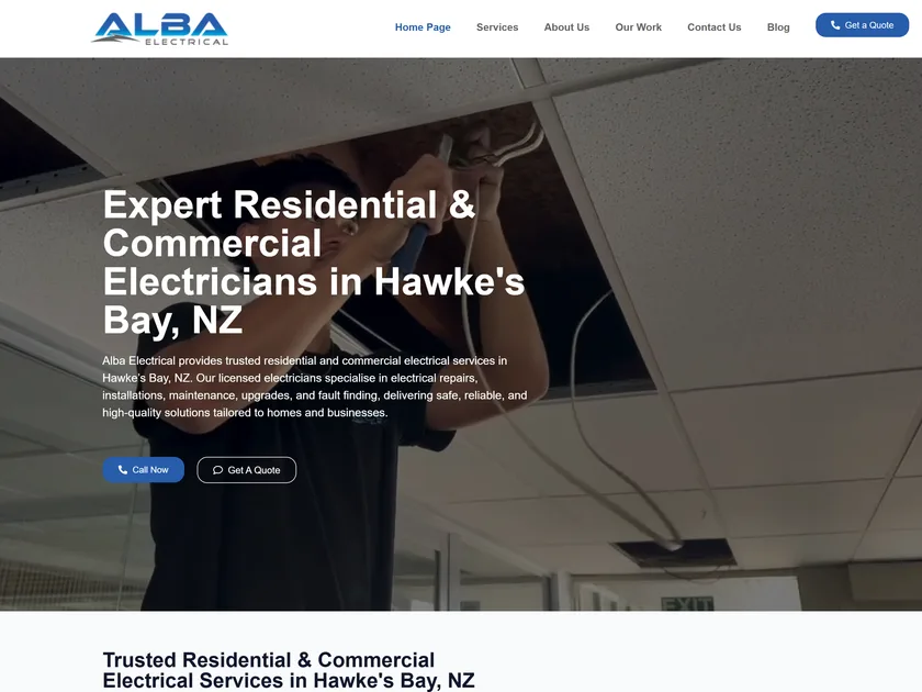 The Alba Electrical website, designed and built by KY Web