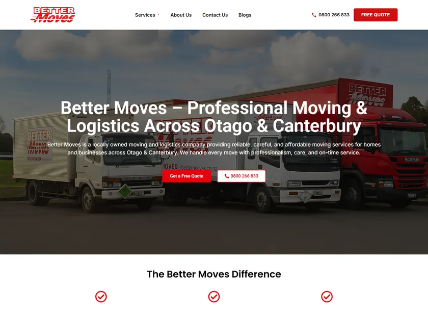The Better Moves website, designed and built by KY Web
