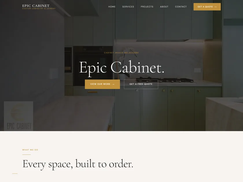Epic Cabinets website, built by KY Web