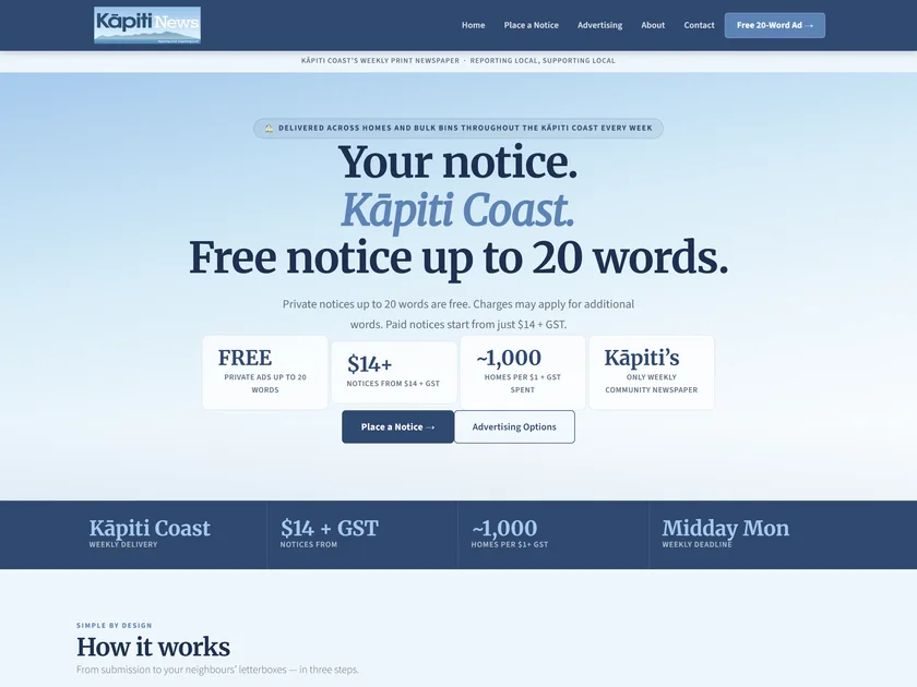 Kapiti News website, built by KY Web