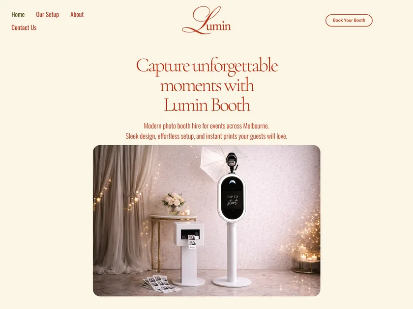 Lumin Booth photo booth hire website