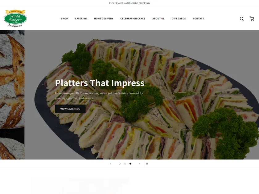 Nada Bakery website