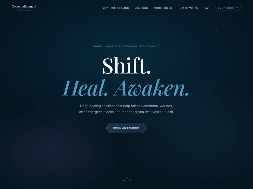Sacred Alignment website, built by KY Web