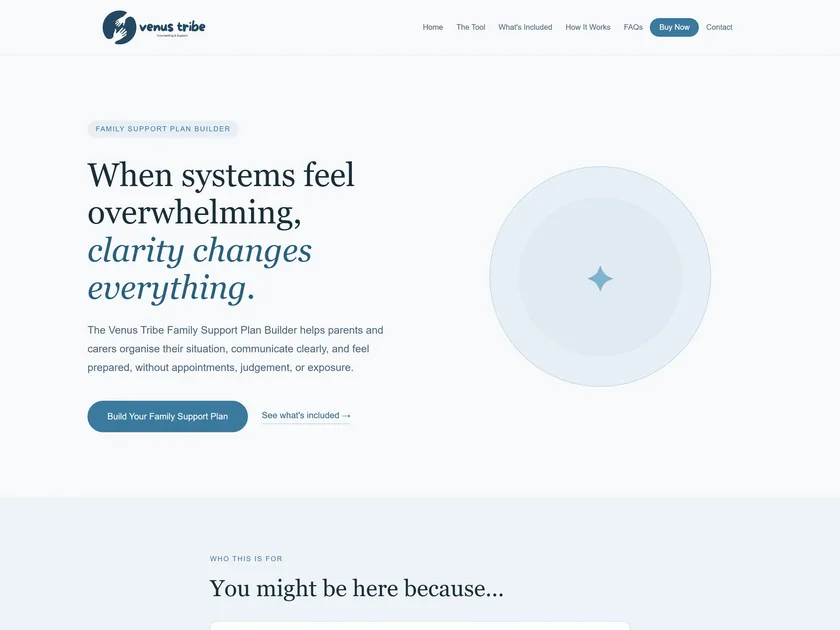 Venus Tribe website, built by KY Web