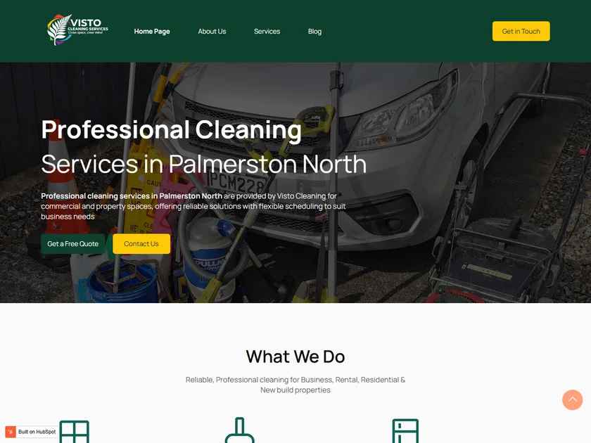 The Visto Cleaning website, designed and built by KY Web